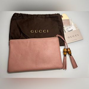 Gucci Pink Clutch Bamboo Collection Authentic